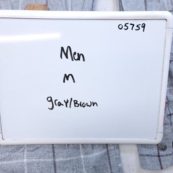 Croft & Barrow Windowpane Flannel Button Shirt Mens Size Large L Gray Brown - Picture 9 of 10